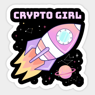 Crypto Girl, pink rocket Sticker